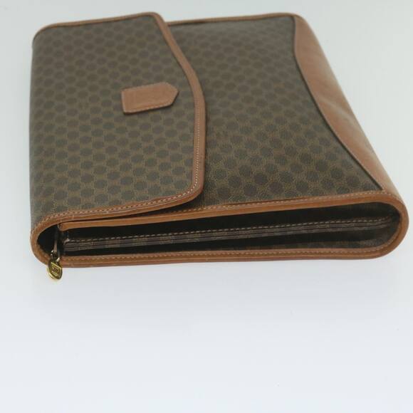 CELINE Macadam Canvas Clutch Bag Pvc Leather Brown - Picture 4 of 16